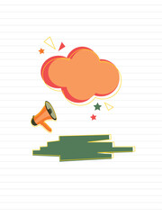 Blank announcement template vector illustration with megaphone. Announcement banner design blank copy space for text. concept of join us, job vacancy and social media announcement design