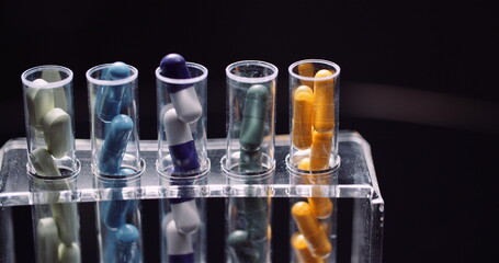 Test Tubes Filled with Pills and Drugs