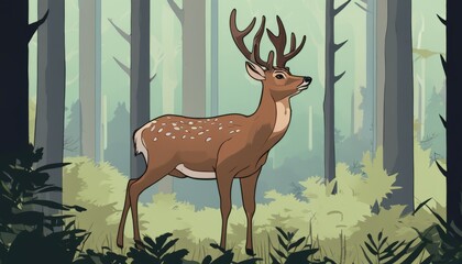 A deer in the woods with antlers