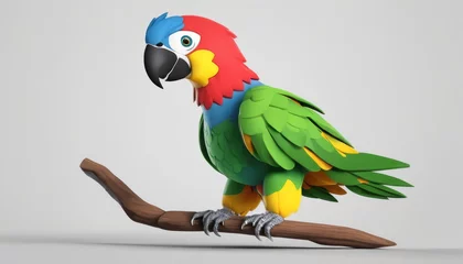 Meubelstickers A colorful parrot perched on a branch © vivekFx