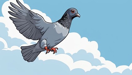 A pigeon flying in the sky - obrazy, fototapety, plakaty