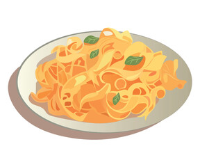 Paste of colorful set. Showcasing of the world of delectable pasta dishes through this charming illustration, where intricate design meets a playful cartoon style. Vector illustration.
