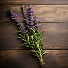 Herbs of sage on wooden backgrounds
