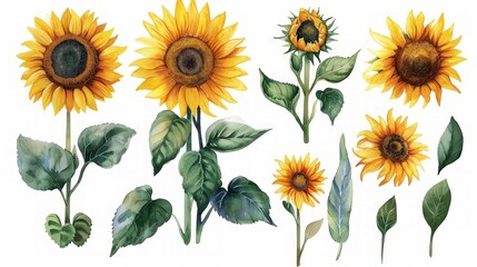 Acrylic and Watercolor Sunflower Illustration for Architects Generative AI