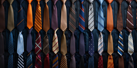 Silk tie collection, fabric textile . - obrazy, fototapety, plakaty