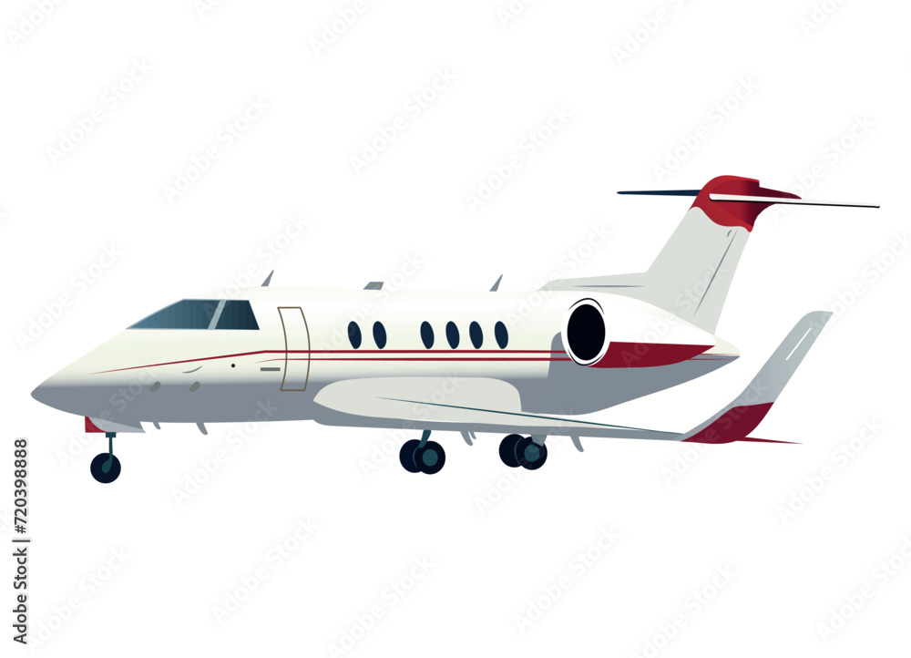 Poster plane of colorful set. this captivating illustration features a meticulously designed airplane in a 