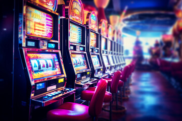 Naklejka premium Play casino slots win games money cash conceptual Generative AI picture