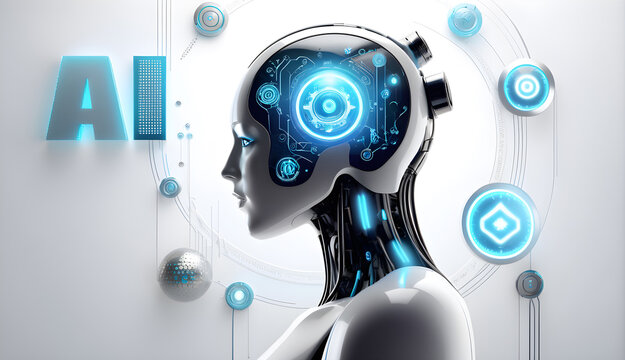 AI future technology concept robotic  science bokeh background

