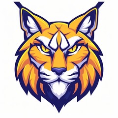 Fierce Prowling Lynx Logo for Esports: Flat Color Design Generative AI