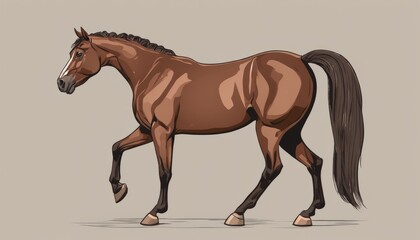 A brown horse with a black tail