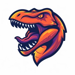 Fierce Dinosaur Esports Logo in Flat Design with Symmetrical Lines Generative AI
