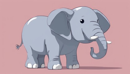 A cartoon elephant with a white tusk