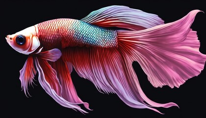 Fototapeta premium A colorful fish with a long tail and fins