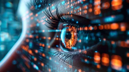 Foto op Plexiglas Fiery Gaze: Intimate Portrait of a Human Eye created with Generative AI technology © Fernando Cortés
