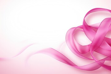 A symbol of breast cancer awareness, a straight pink ribbon is placed on a clean white background, Pink ribbon breast cancer isolated on white background, AI Generated