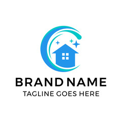 Cleaning house logo design vector illustration 