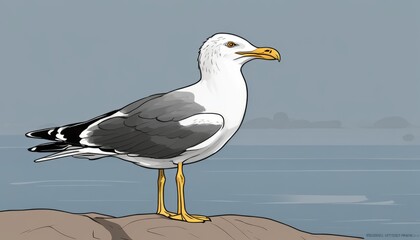 A seagull standing on a rock
