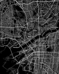 Fototapeta premium Osaka Japan Map, Detailed Dark Map of Osaka Japan