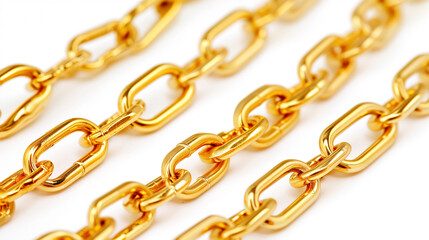 Obraz premium Set of realistic golden chains. illustration of gold links isolated on white background
