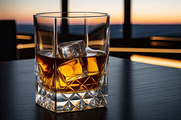 Crystal glass of whiskey