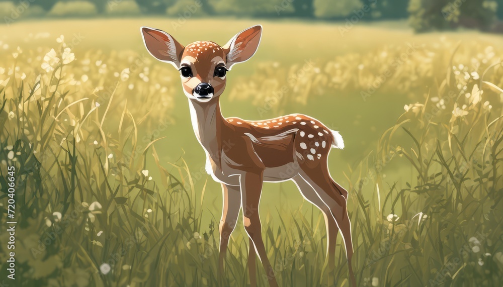 Poster A deer standing in a field of tall grass