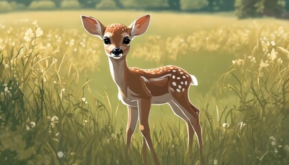 A deer standing in a field of tall grass