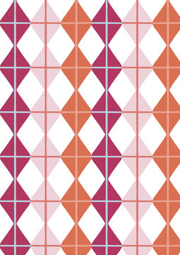 Jacquard fille avec losanges align&eacute;s rose et orange