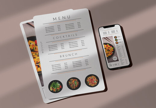 Cocktail Menu with Smartphone Mockup