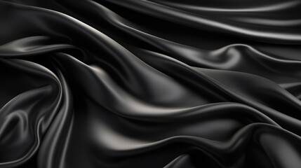Fototapeta premium Black silk satin fabric abstract background