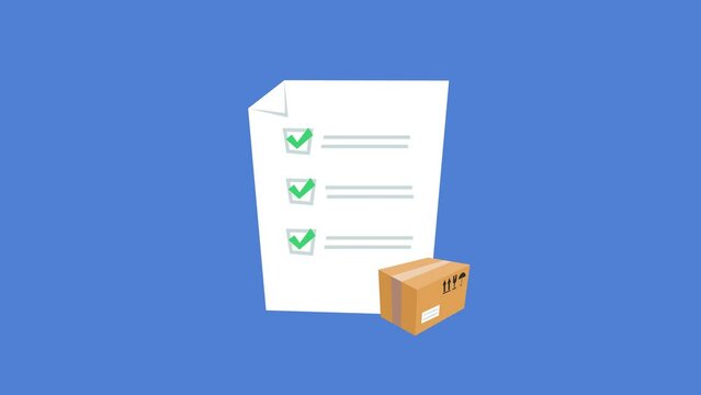 Video animation of the delivery document with all checkboxes selected. The document with the package appears in the video, then the places are marked with a green marker and a large approval sign appe