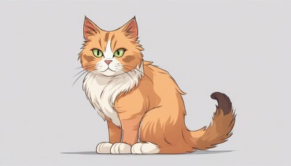 A cat with green eyes and a fluffy tail