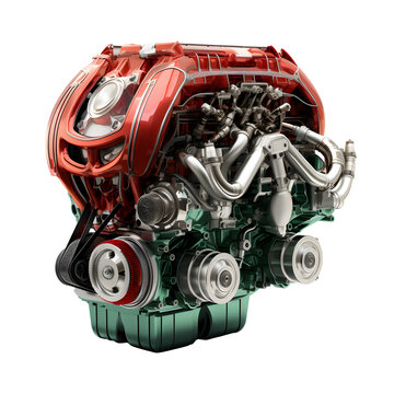 Transparent High-Performance Car Engine, Isolated PNG