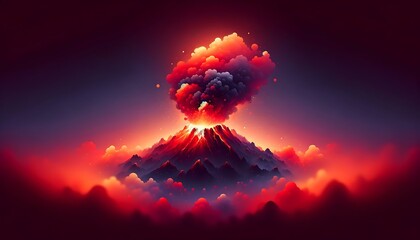 Gradient color background image with a fiery volcano eruption theme