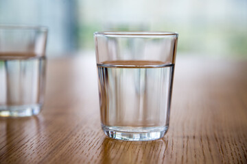 Water glass, water, holding a water glass