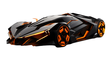 Transparent Futuristic Sports Car, Isolated PNG