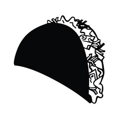 Taco vector icon. Isolated A Mexican or Tex-Mex taco on a corn tortilla sign design. 