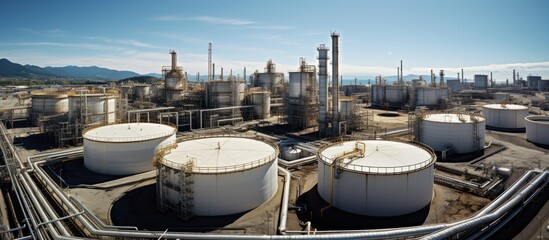 top view of industrial plant for crude oil production and processing