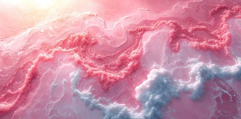 Muurstickers pink marble background for tatting, in the style of realistic landscapes with soft edges, light white, fluid lines, liquid light emulsion, canvas texture emphasis, contemporary candy-coated, © Tung's companion
