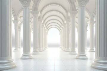 3D rendering corridor pillars background,3d render of a corridor with columns, 3d rendering white...