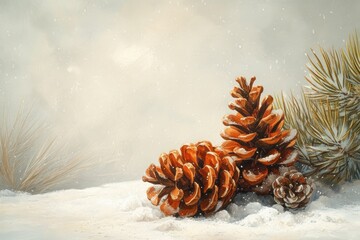 A snow-covered bush painted in pastel. Generative Ai.