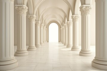 Fototapeta na wymiar 3D rendering corridor pillars background,3d render of a corridor with columns, 3d rendering white corridor pillars background AI generated