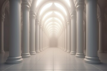 3D rendering corridor pillars background,3d render of a corridor with columns, 3d rendering corridor pillars background AI generated - obrazy, fototapety, plakaty
