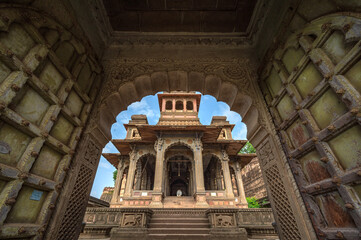 Maheshwar, Madhya Pradesh, India - August 25, 2023: Exterior shots of the scenic tourist landmark...