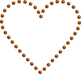 3D-Rahmen in Herzform - Orangefarbenes Herz aus metallisch wirkenden Tropfen mit Lichteffekt - Zeichen für halbherzige Liebe, weniger Emotionen oder Positivität - als Überlagerung, Hintergrund