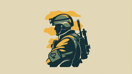 Naklejka premium Flat modern logo design of a soldier