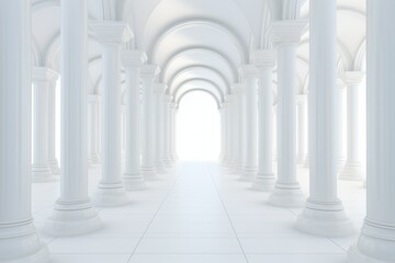 Fototapeta premium 3D rendering corridor pillars background,3d render of a corridor with columns, 3d rendering white corridor pillars background AI generated
