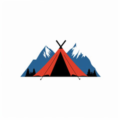 Flat modern logo design of a tent