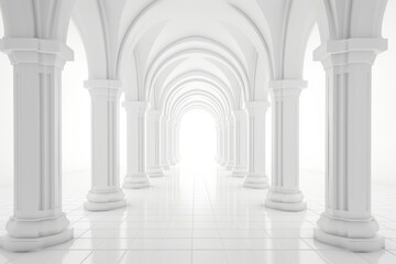 Fototapeta premium 3D rendering corridor pillars background,3d render of a corridor with columns, 3d rendering white corridor pillars background AI generated