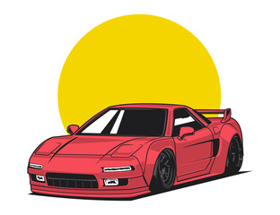 red 90s super car vector design illustration graphic