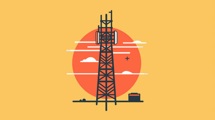 Flat modern logo design of a radio tower